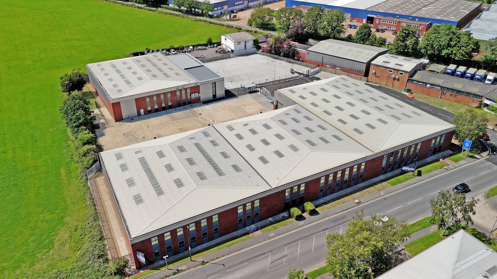 Aerial view of Perimeter One and Perimeter Two and their yards