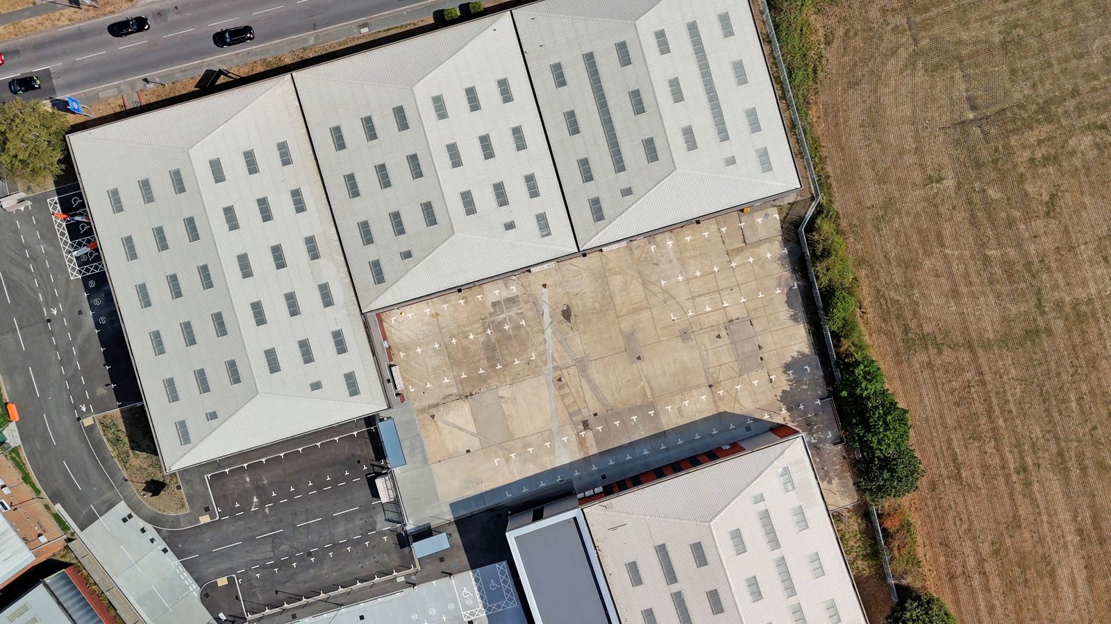 The secure yard from above