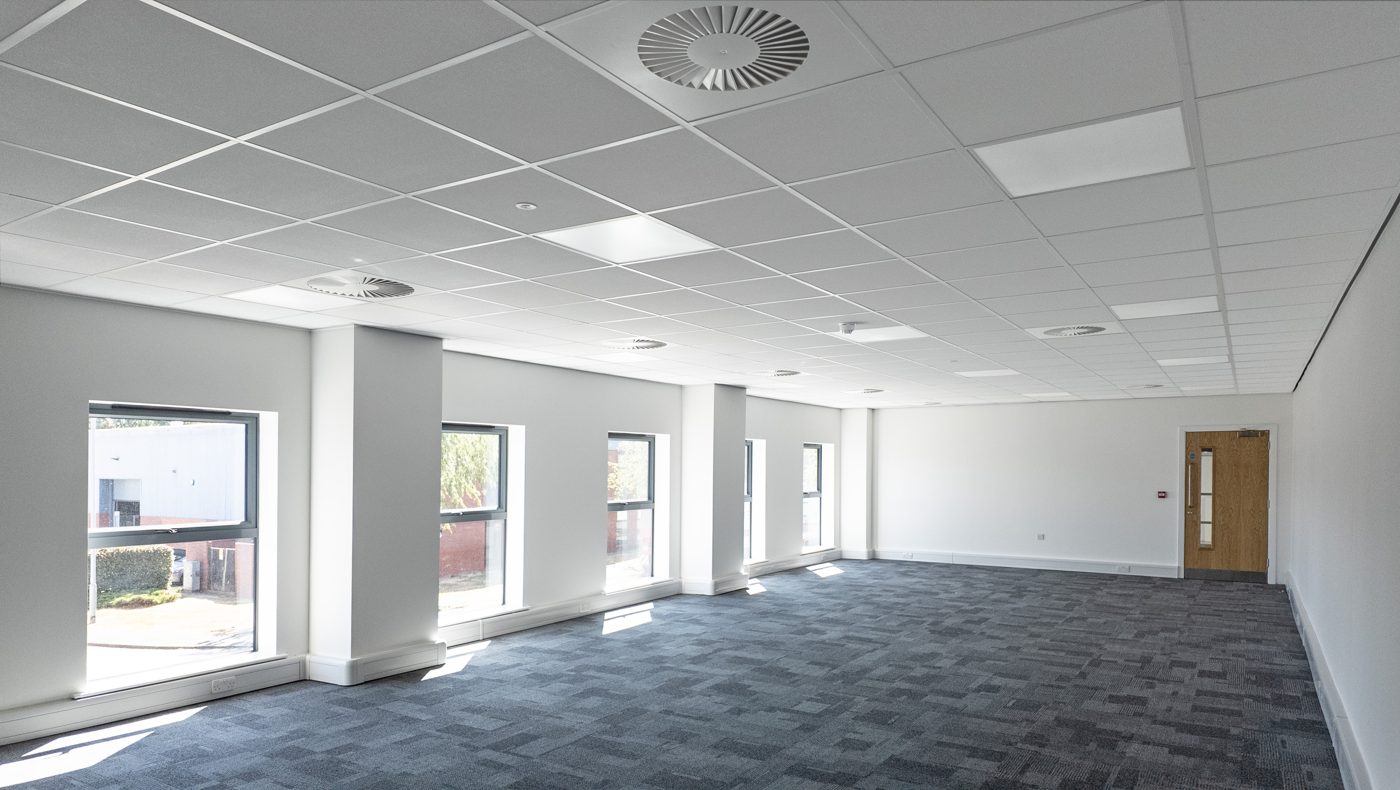 Open plan carpeted office