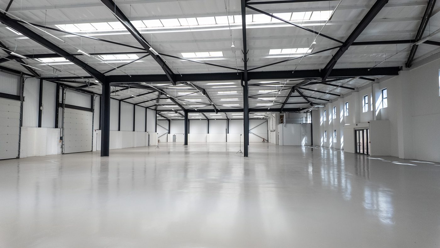 Warehouse interior with roof lights